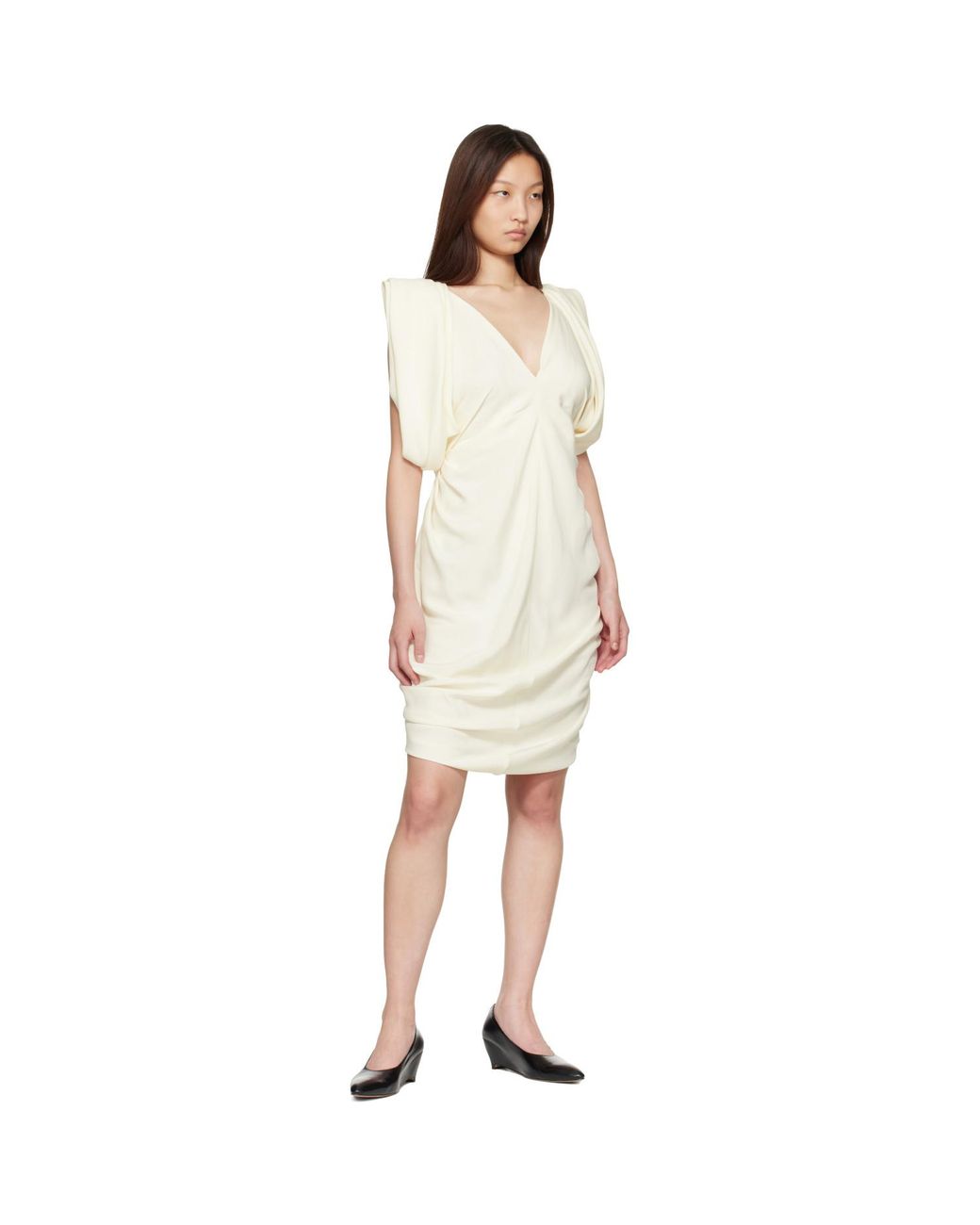 Versace White Off- Cocktail Crepe Midi Dress