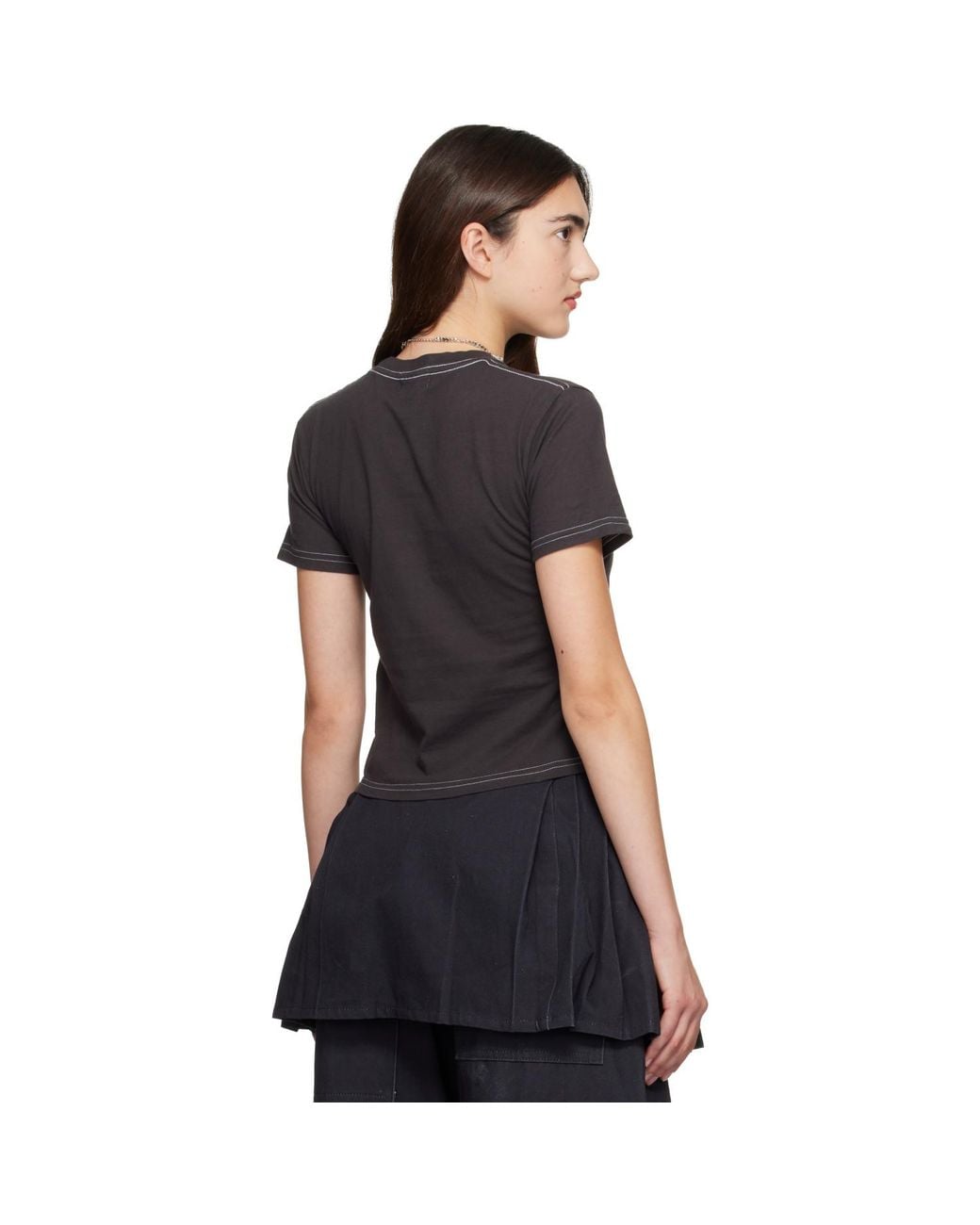 Collina Strada Black Flower Pot Pierced T-Shirt