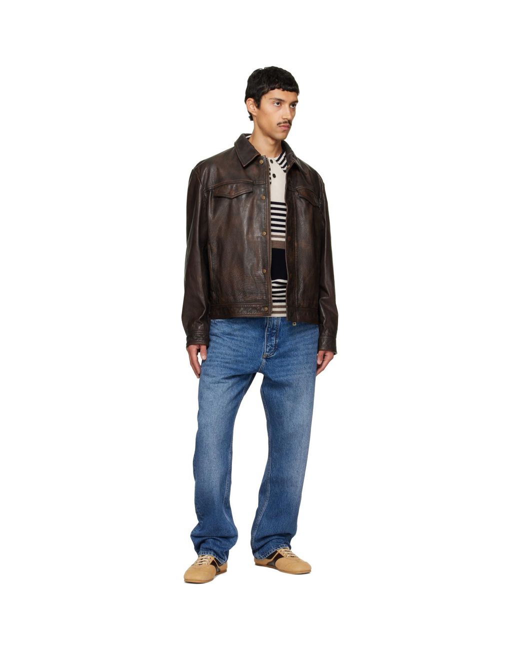 HUGO Black Regular-Fit Leather Jacket for men