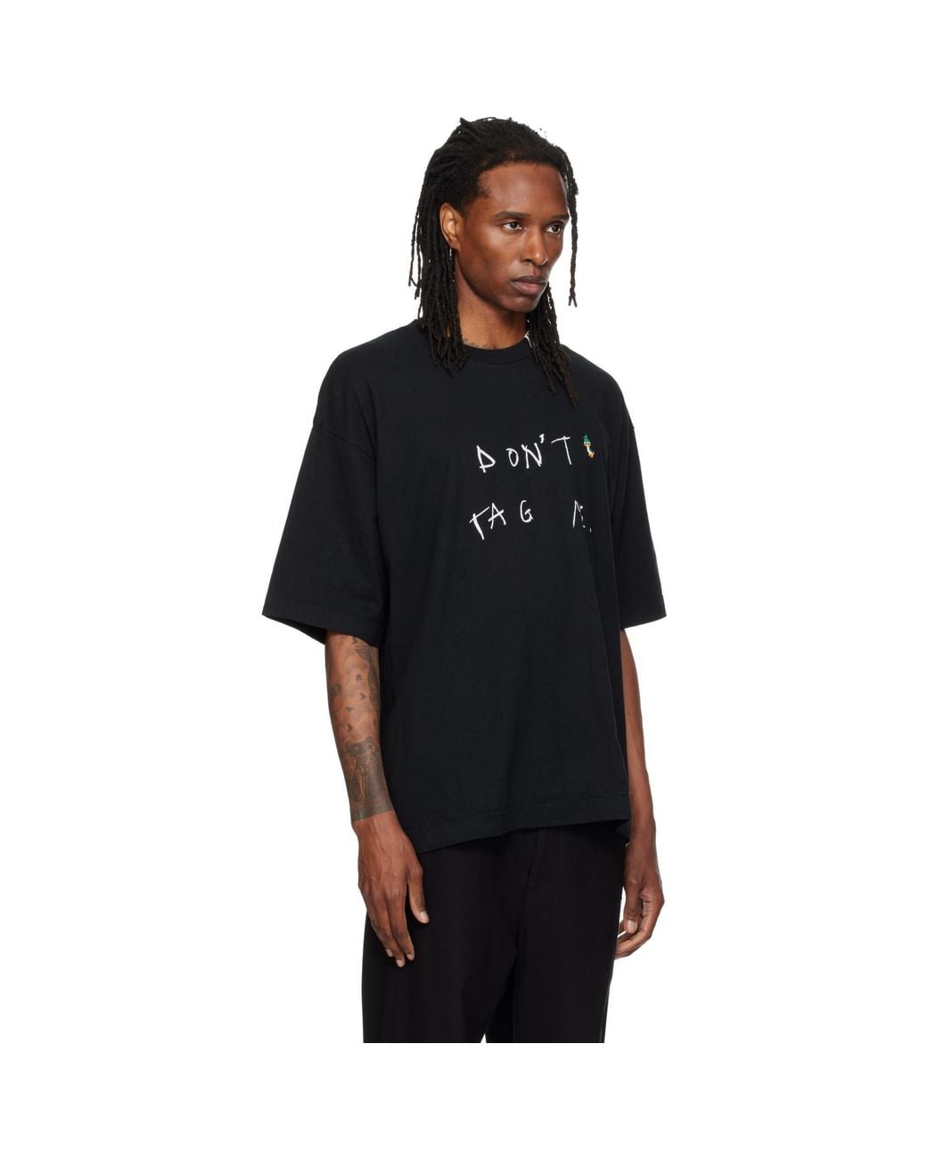Maison Mihara Yasuhiro Black 'Don'T Tag Me' Printed T-Shirt for men