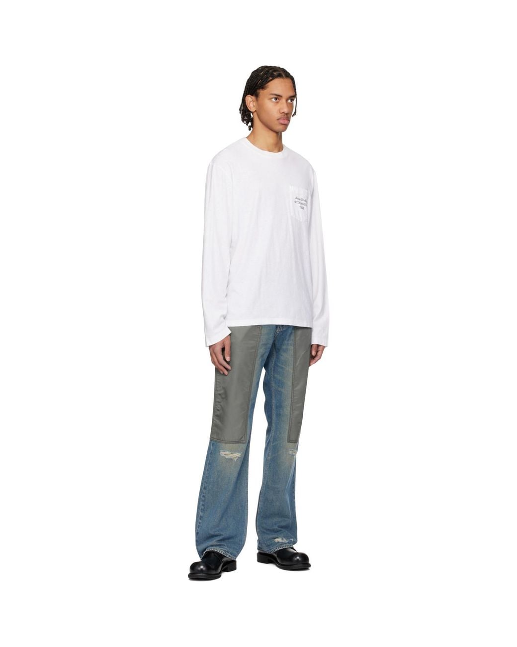 Acne White Logo T-Shirt for men