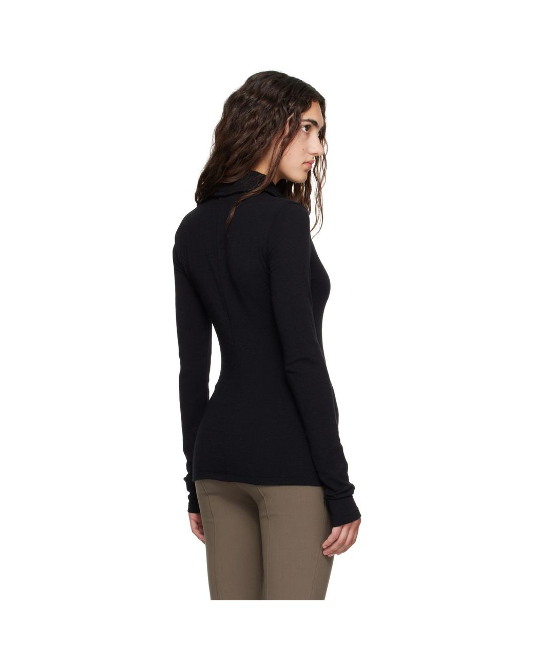 Mugler Black Column Jersey Jacket
