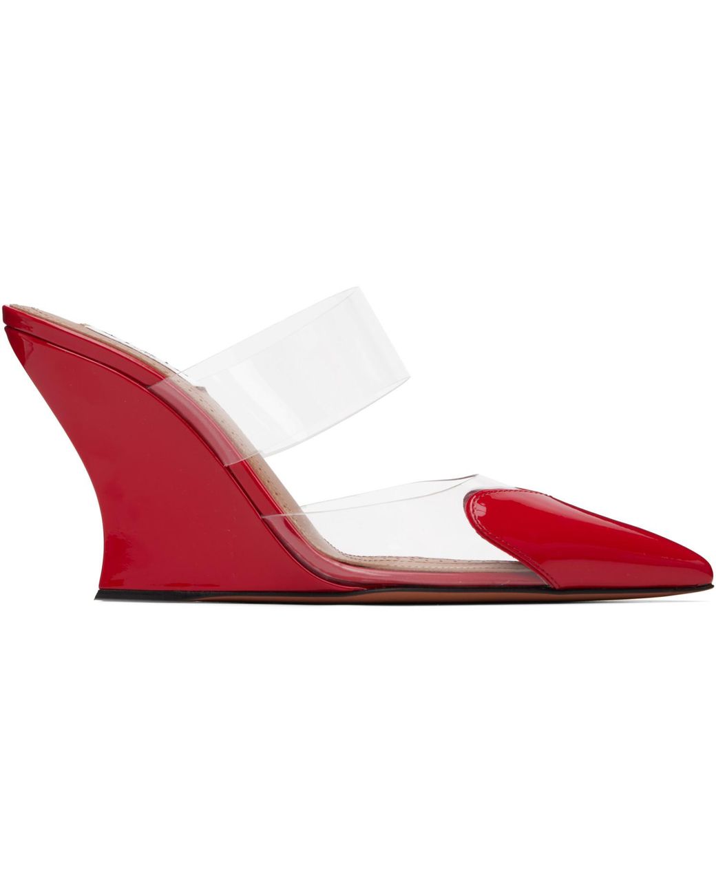 Alaïa Red 'Le Cœur' Wedge Mule Heels