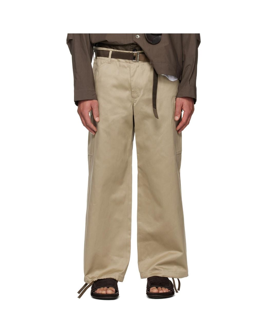 Sacai Tan Cotton Chino X Nylon Twill Cargo Pants in Natural for