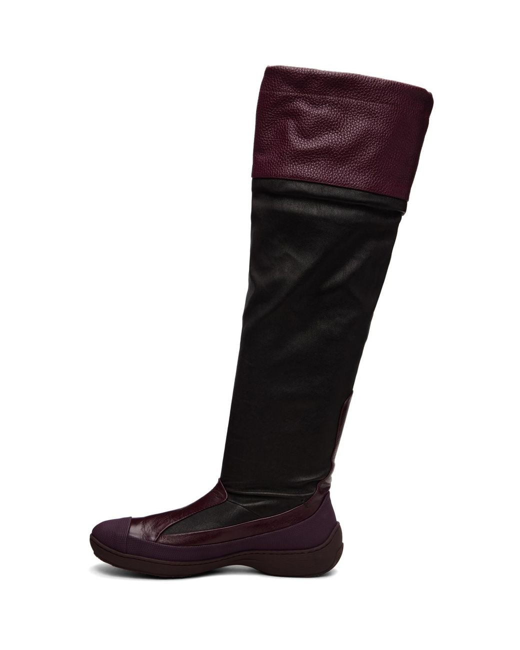Kiko Kostadinov Black Burgundy Avocet Leather Tall Boots