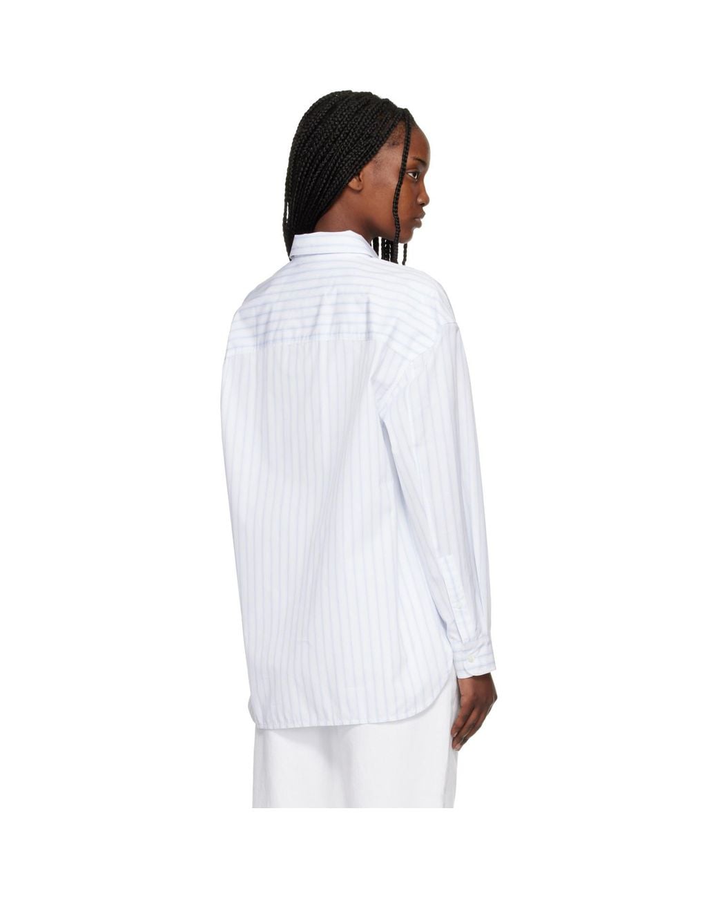 Maison Kitsuné White Striped Boyfriend Shirt