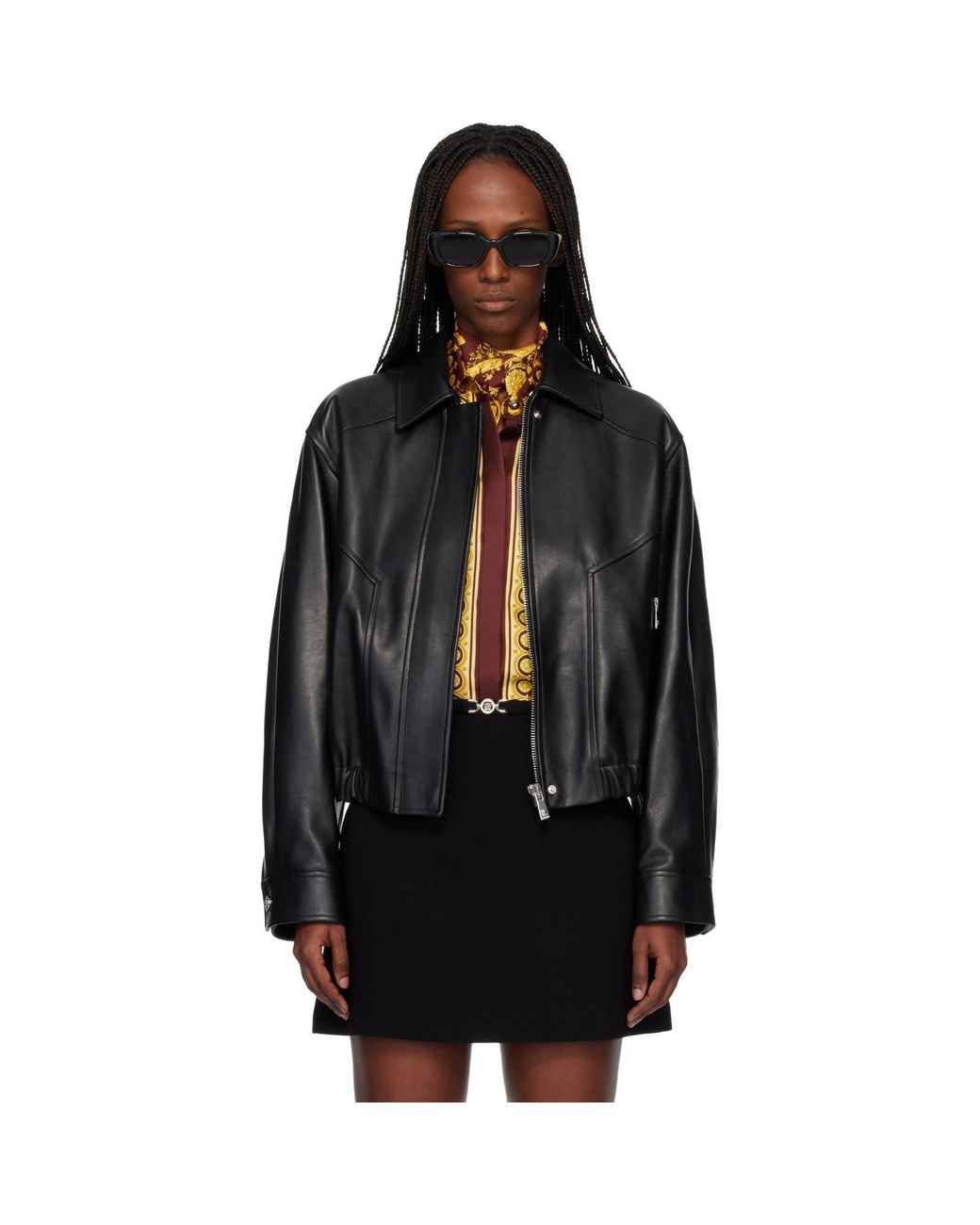 Versace Black Blouson Leather Jacket