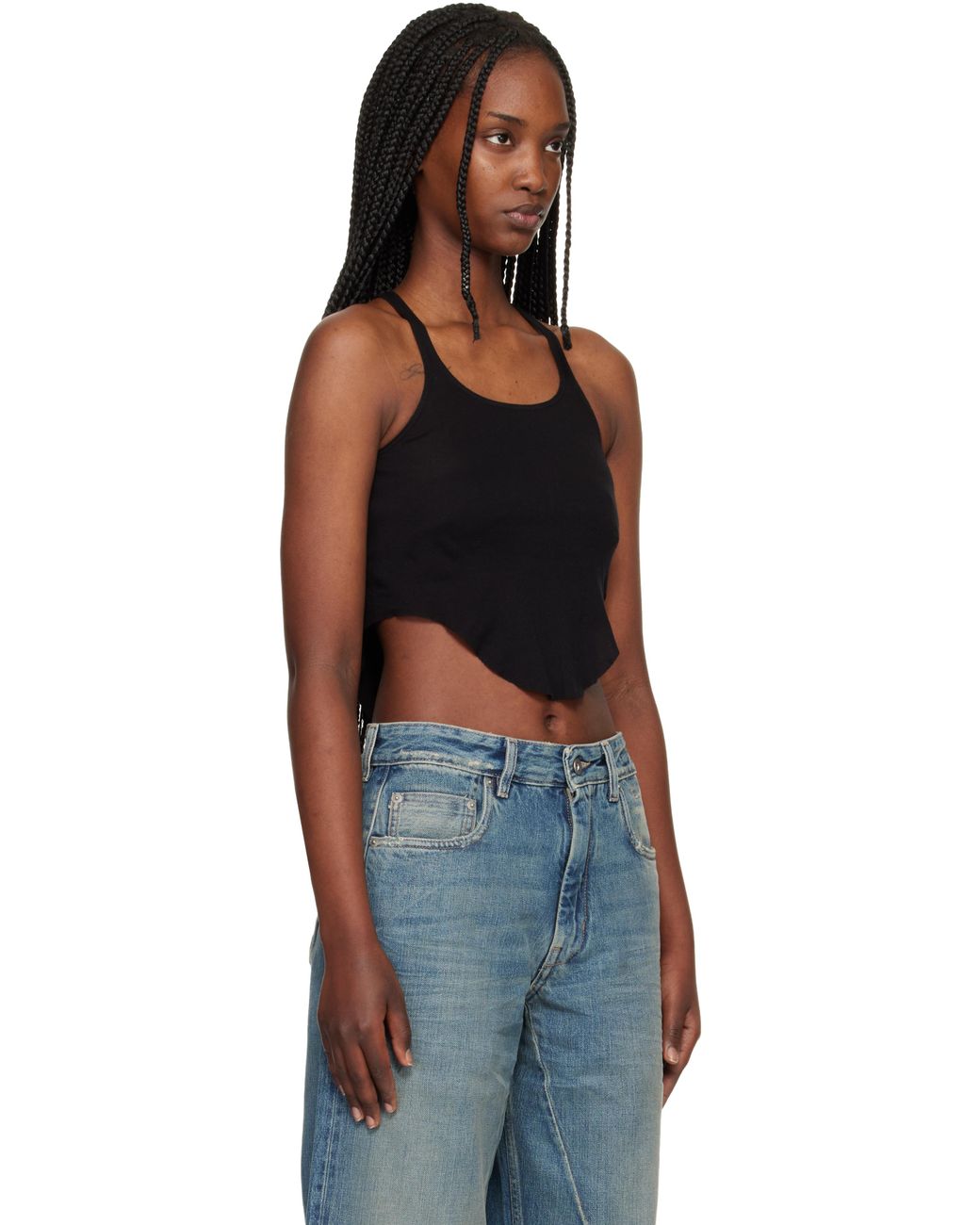 Rick Owens Black Temple Basic Cropped Tank Top