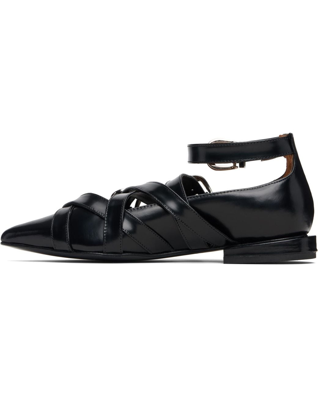 Toga Black Cross Strap Ballerina Flats