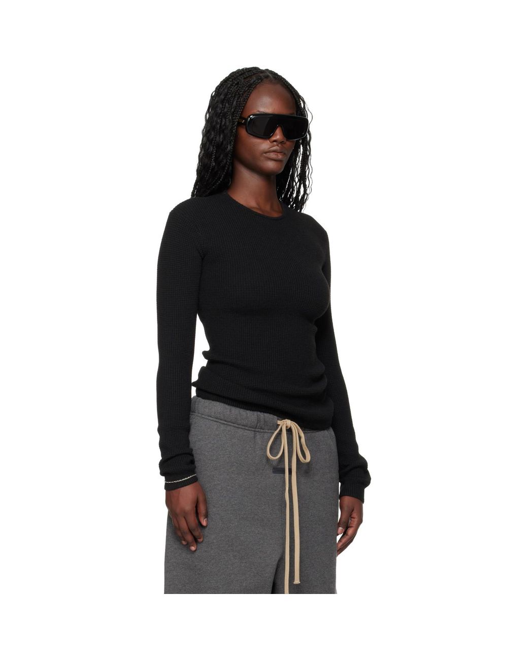 Fear Of God Black Holiday Waffle Long Sleeve T-Shirt
