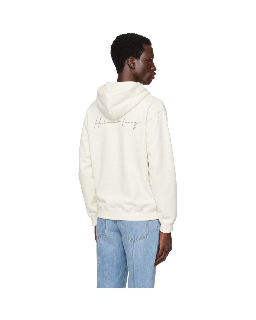 Helmut Lang White Off- Handwritten Logo Hoodie for men