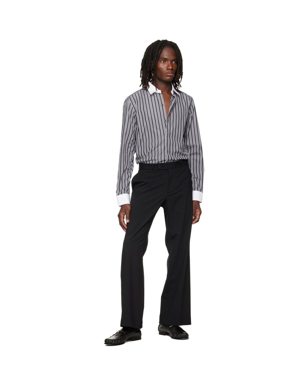 Tom Ford Gray Poplin Stripe Classic Fit Shirt for men