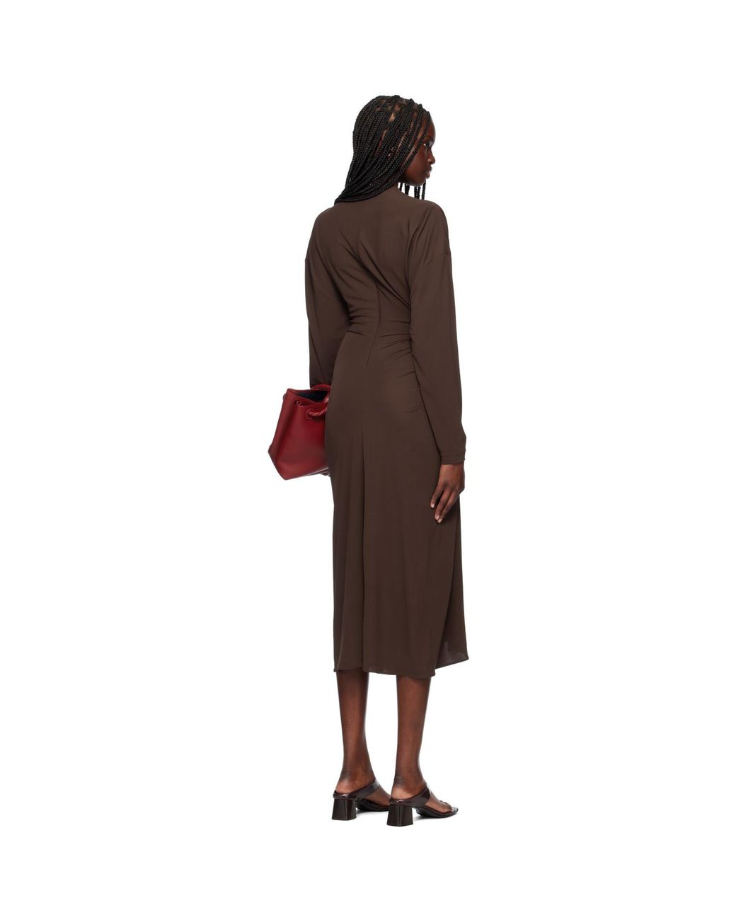 Bottega Veneta Black Crepe Viscose Midi Dress