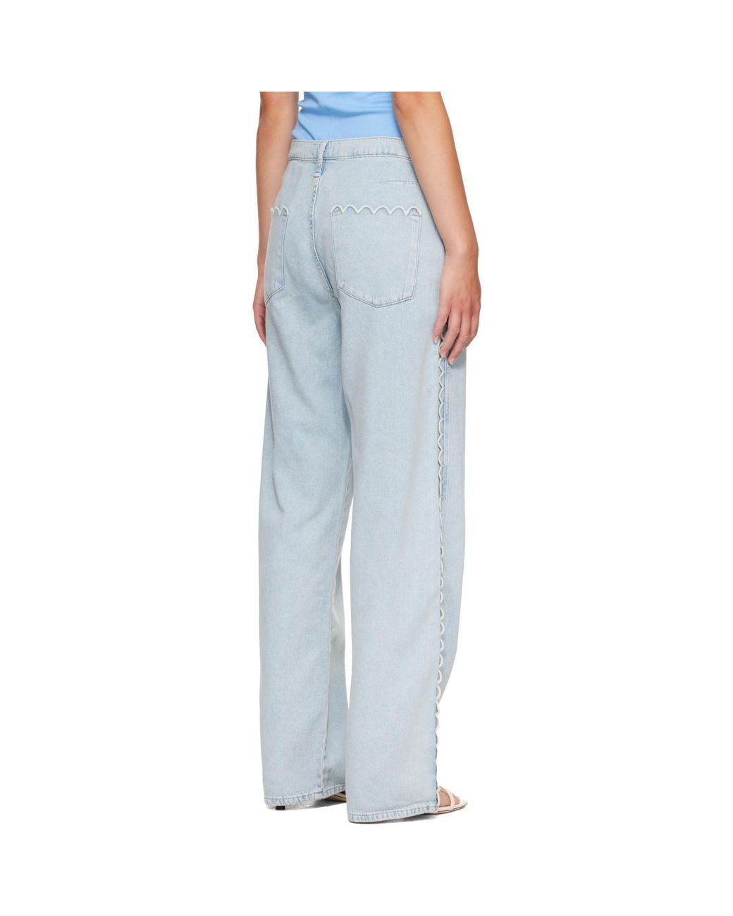 Rag & Bone Blue Phoebe Drawstring Wide-Leg Jeans