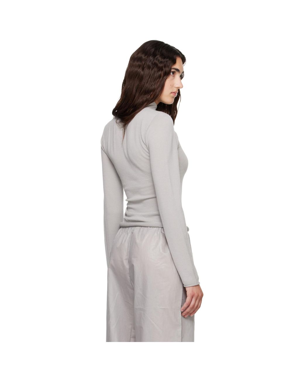 Helmut Lang Gray Button Turtleneck