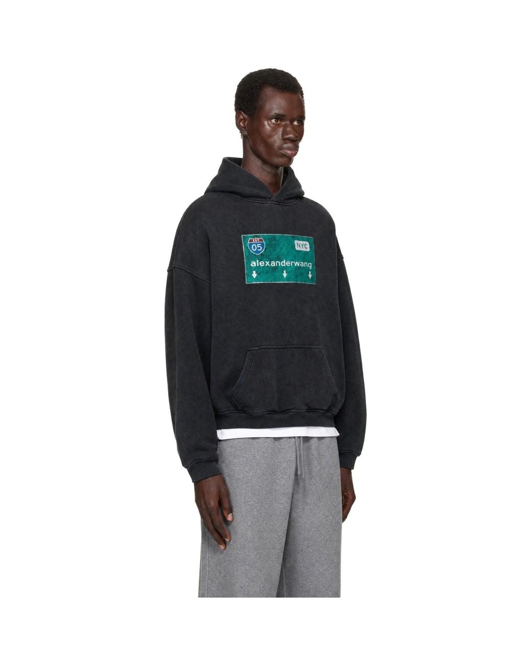 Alexander Wang Black Street Sign Graphic Hoodie for men