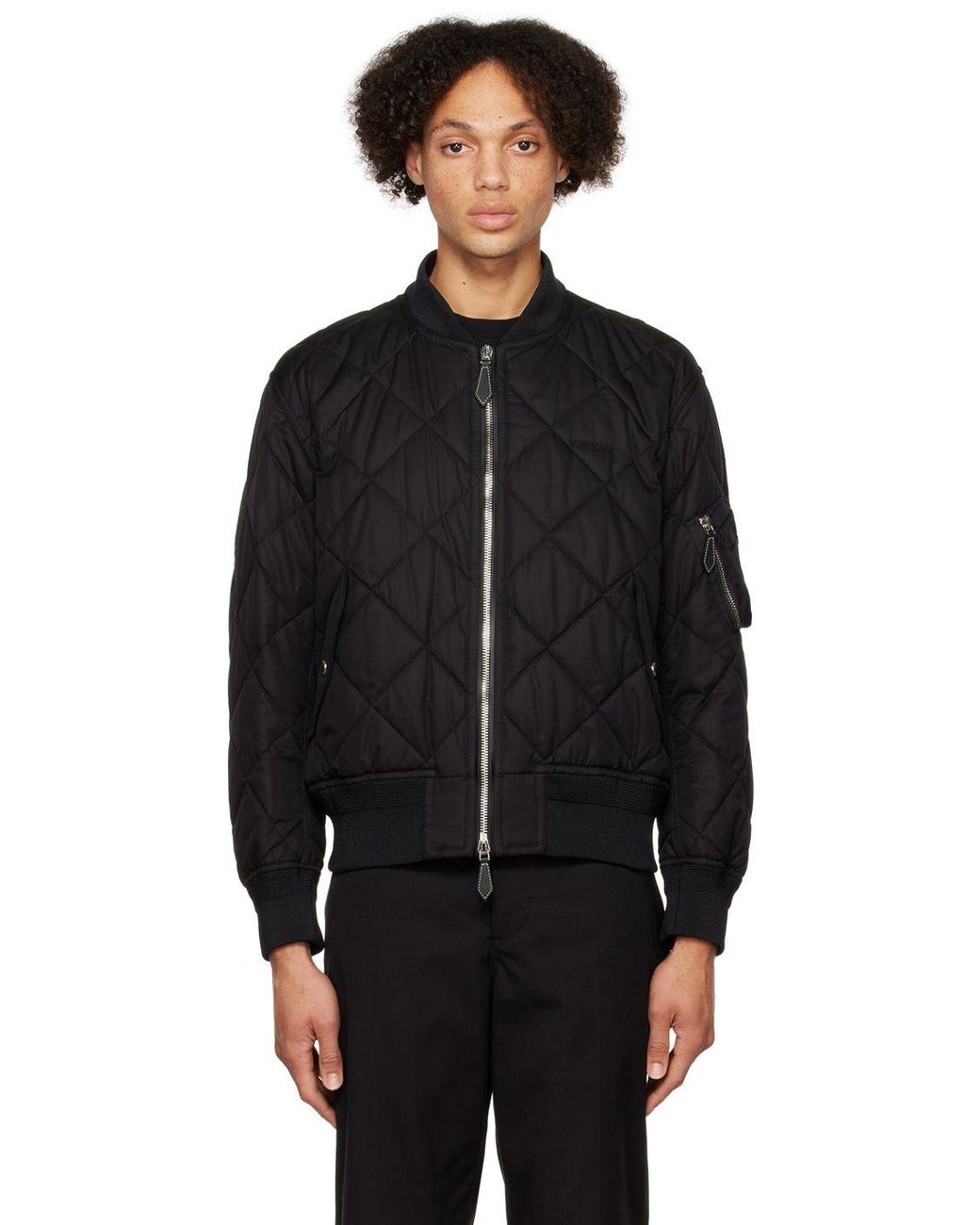 Burberry Diamond Quilted Bomber Jacket in Black for Men Lyst