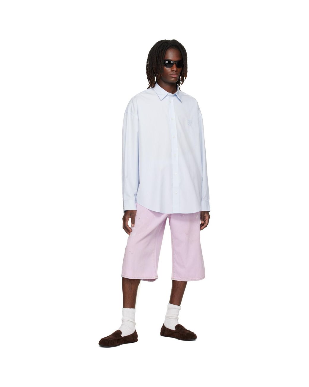 Acne White Button-Up Logo Shirt for men