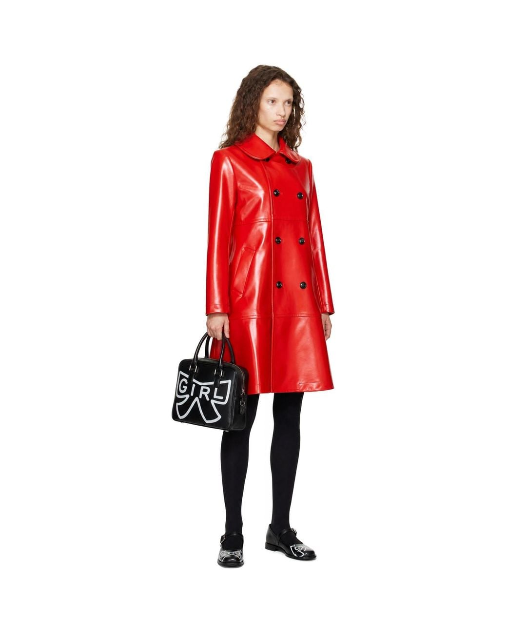 Comme des Garçons Red Synthetic Leather Coat