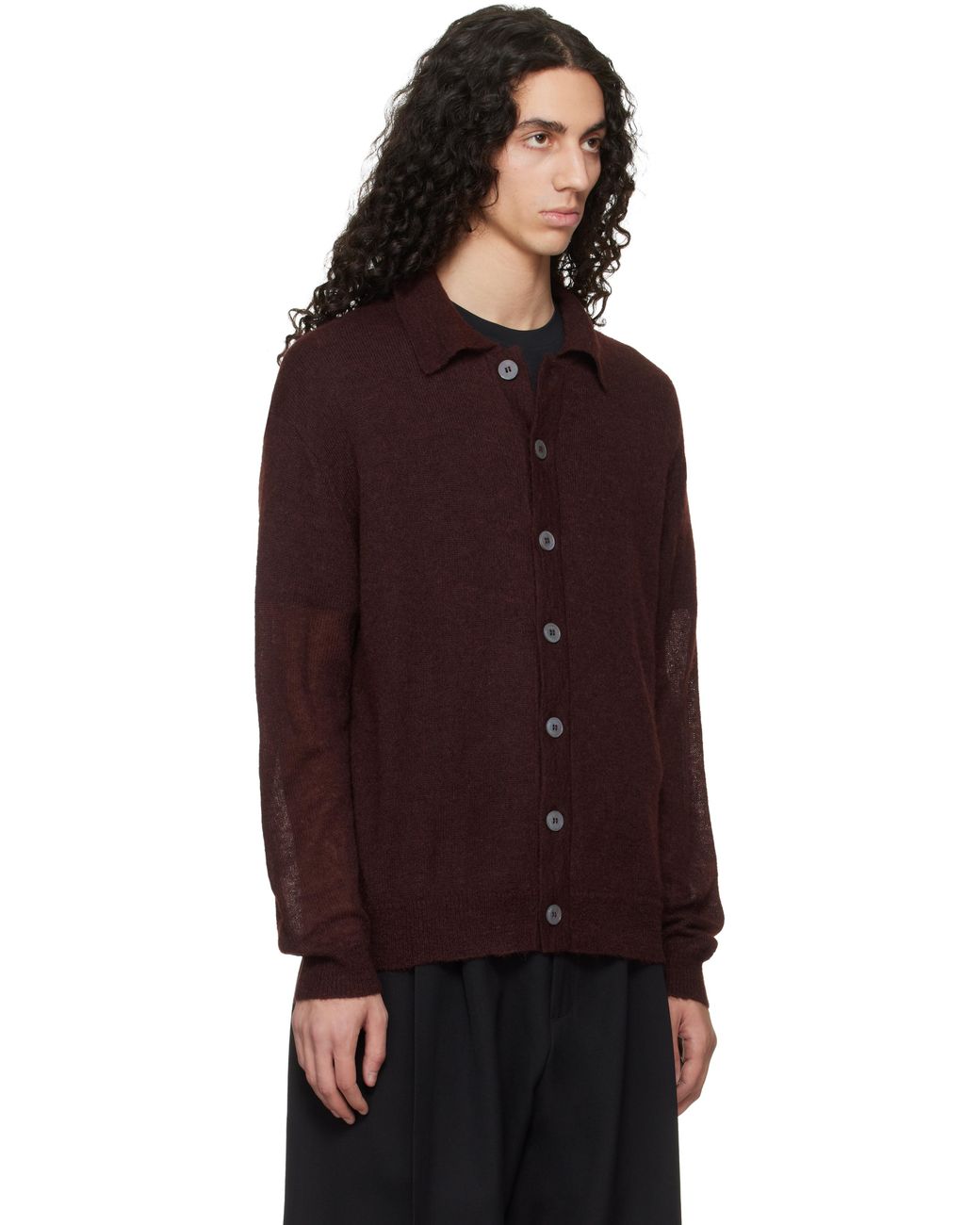 Studio Nicholson Red Burgundy Hamto Kint Cardigan for men