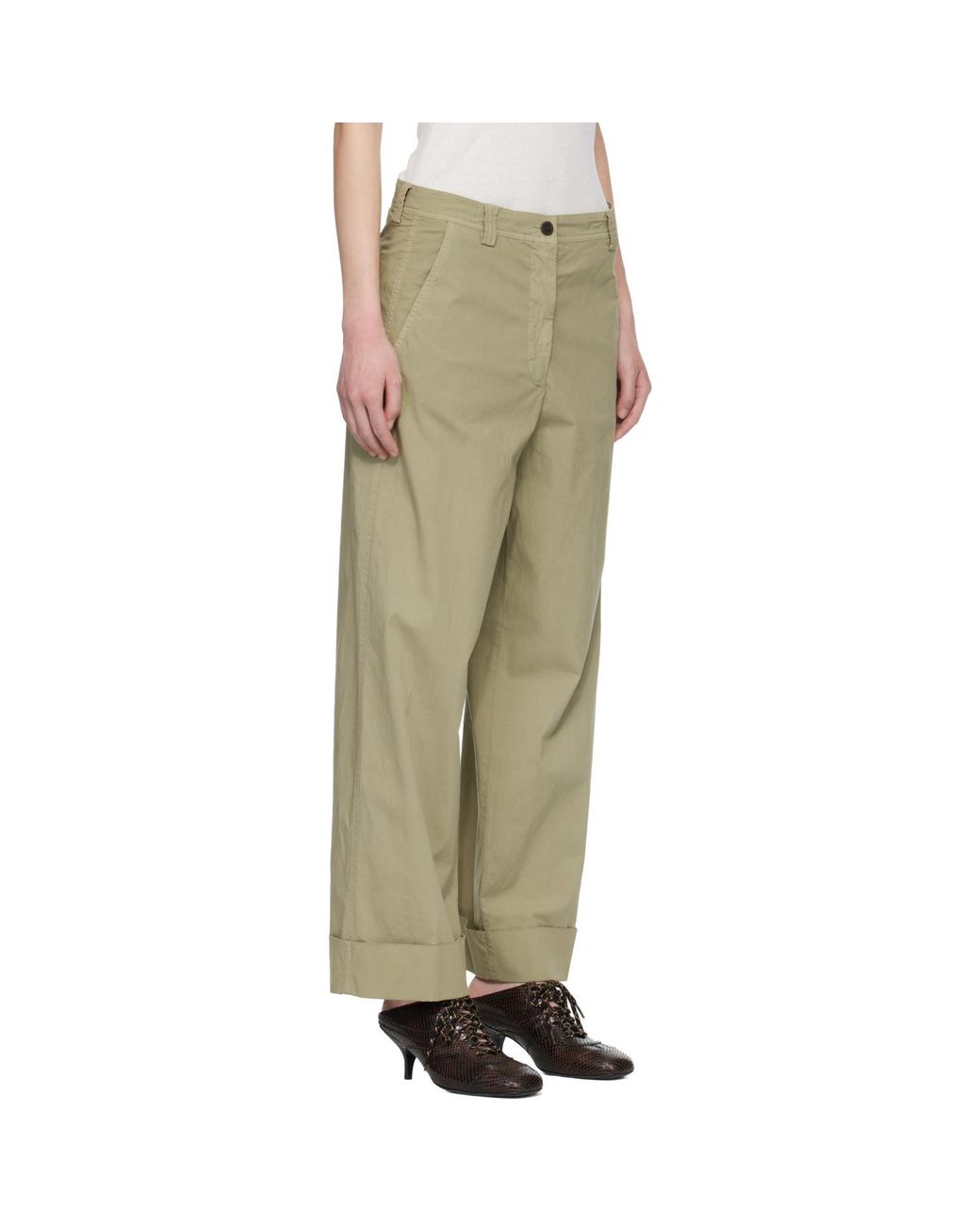 Dries Van Noten Natural Stretch Cotton Trousers