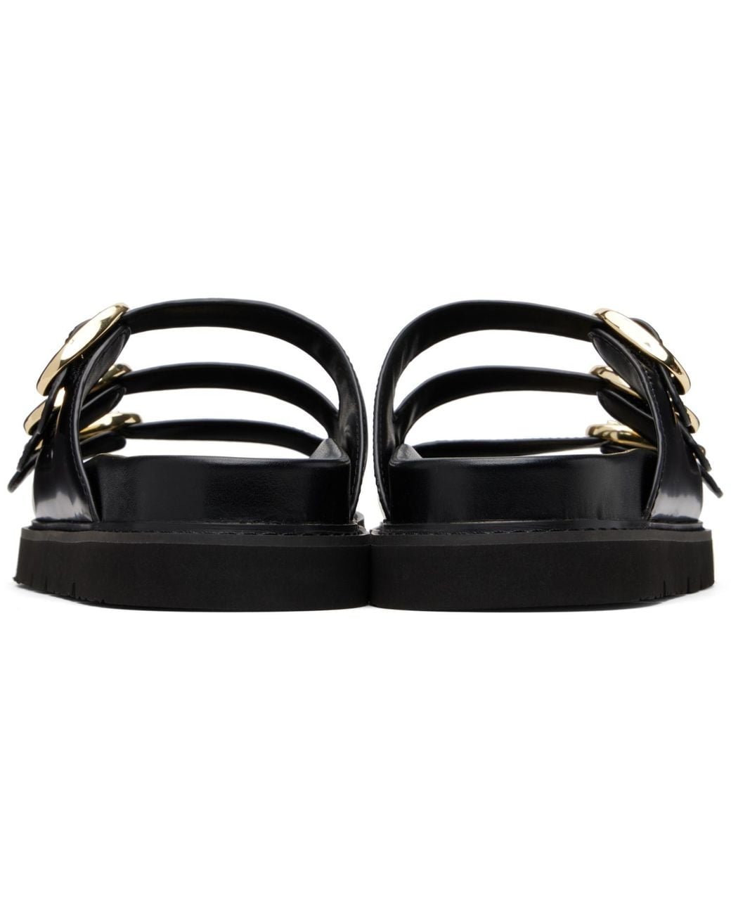 Marc Jacobs Black 'The Leather Kiki' Slide Sandals