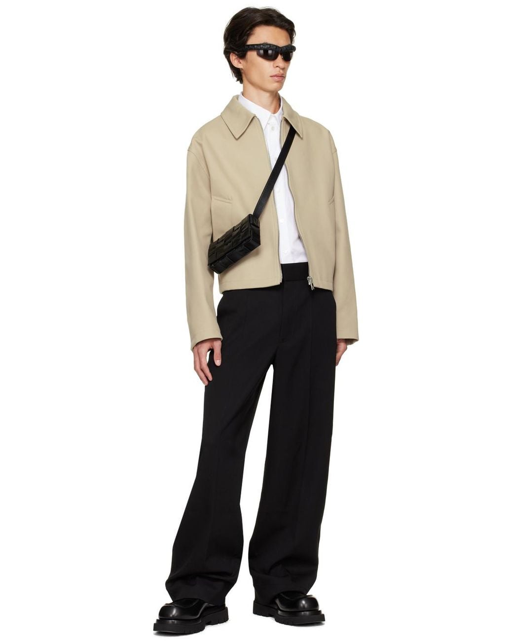 メンズ Bottega Veneta スモール Cassette メッセンジャーバッグ Black