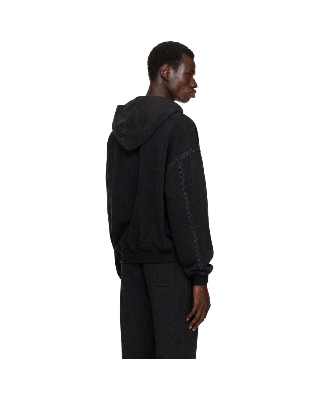 Alexander Wang Black Brushed Denim Oversized Hoodie for men