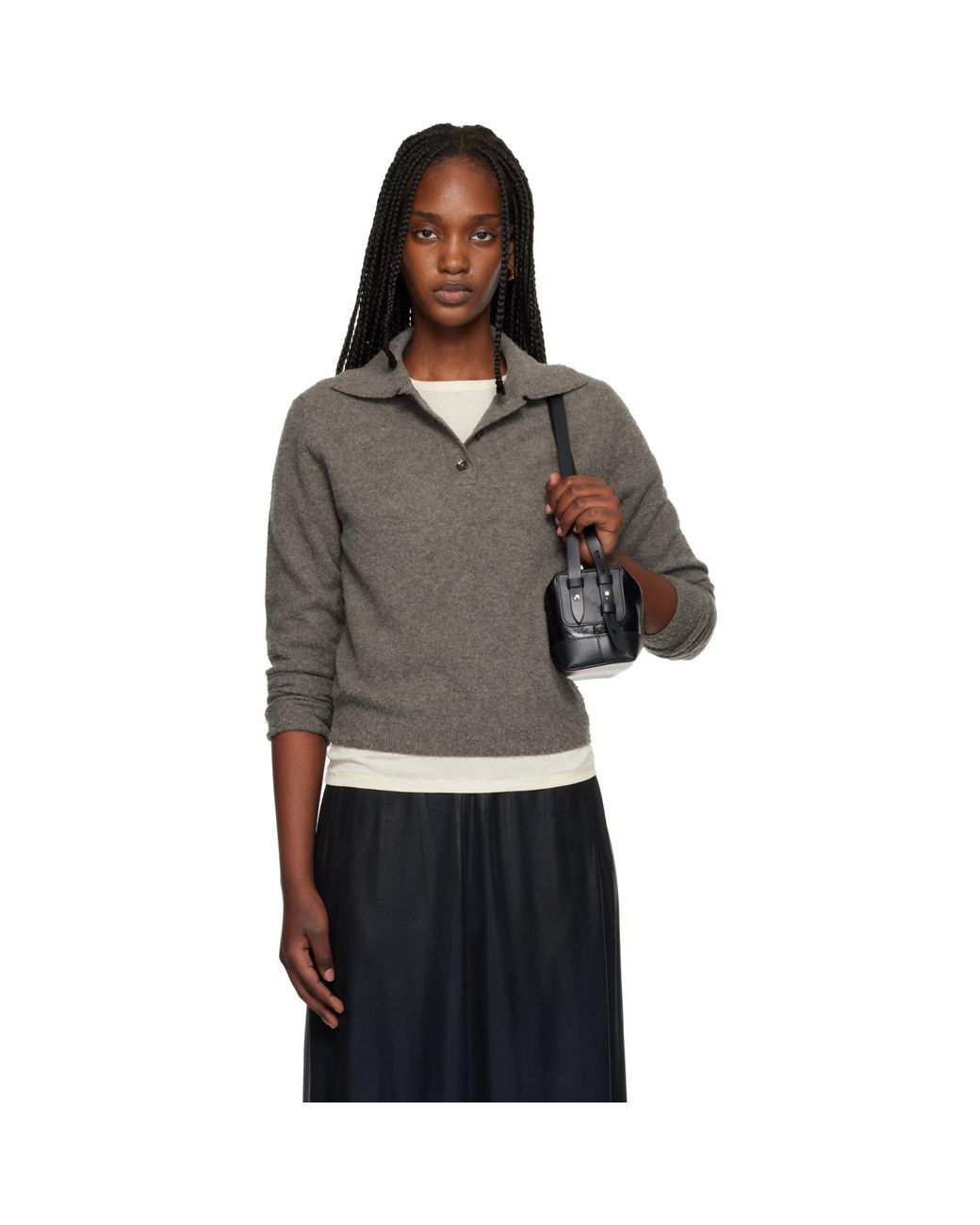 Maison Margiela Black Taupe Brushed Wool Polo