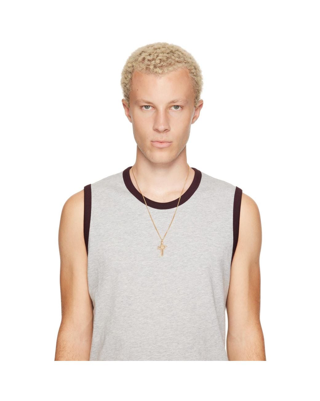 Emanuele Bicocchi Metallic Double Cross Necklace for men