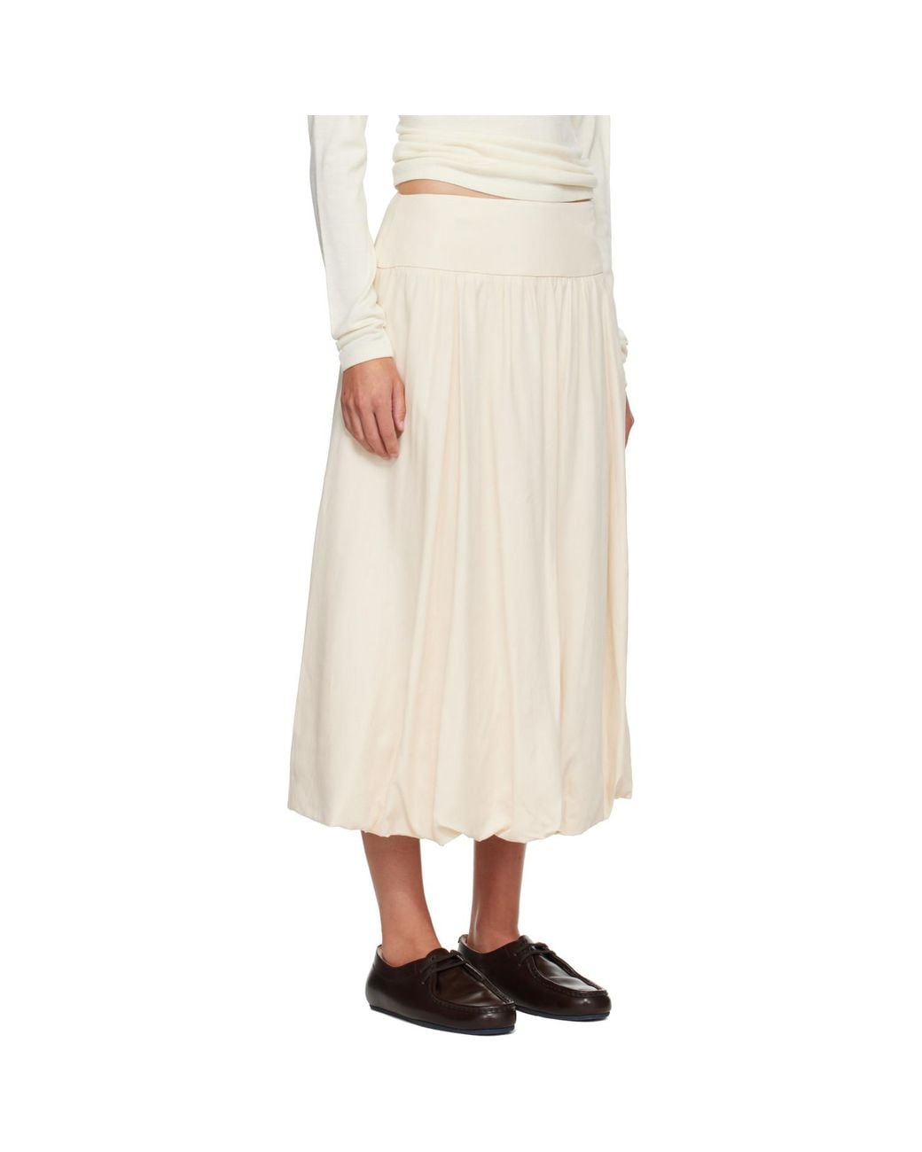 LE17SEPTEMBRE Natural Off- Fluid Balloon Midi Skirt