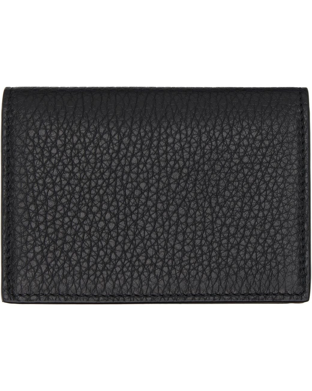 Givenchy Black Flap Grained Leather Card Holder for men