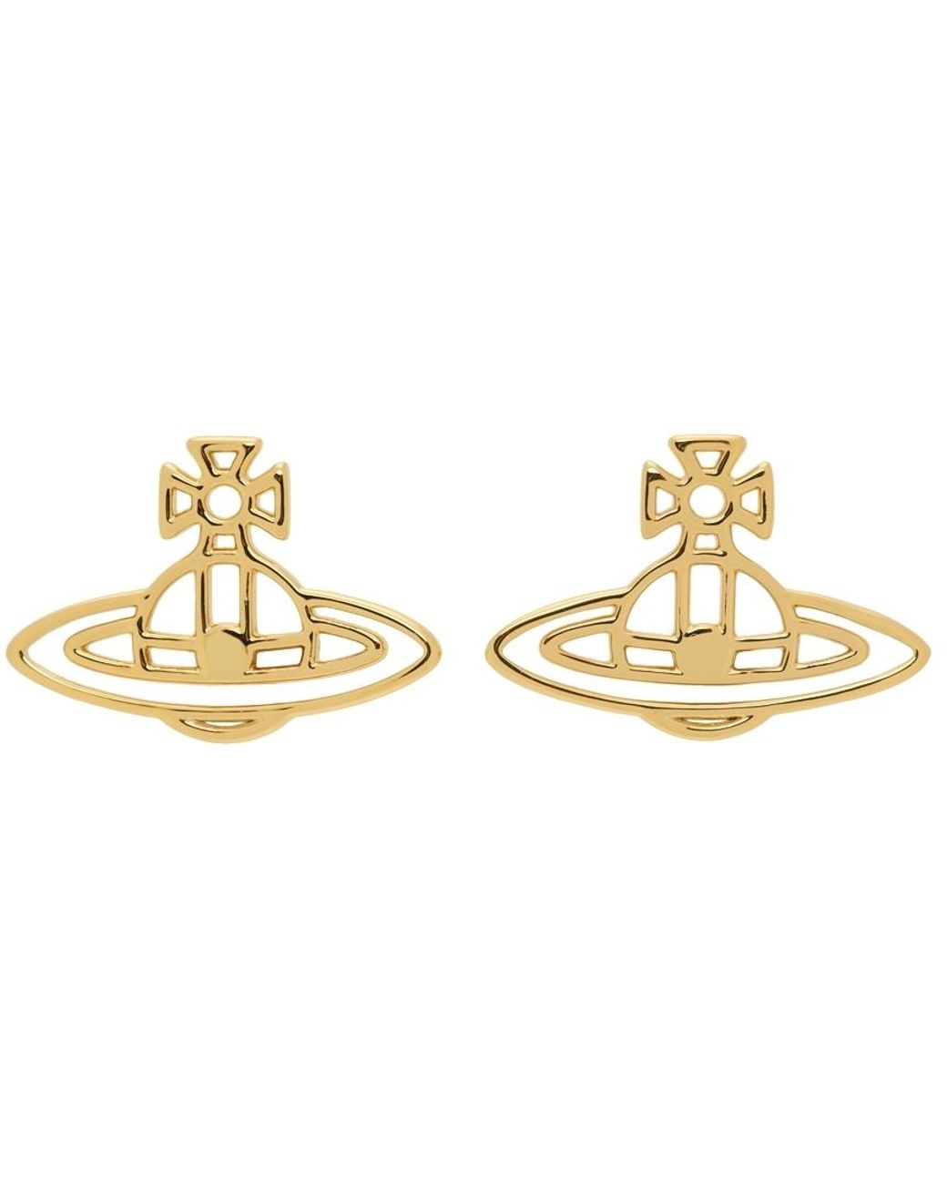 Vivienne Westwood Thin Line Flat Orb Earrings in Gold (Metallic) | Lyst
