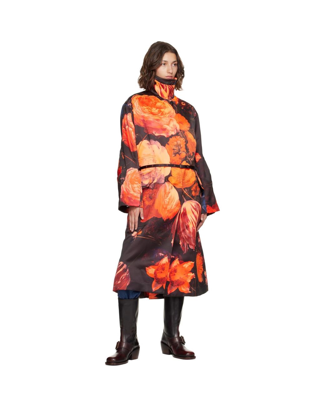 Dries Van Noten Red Oversized Floral Coat