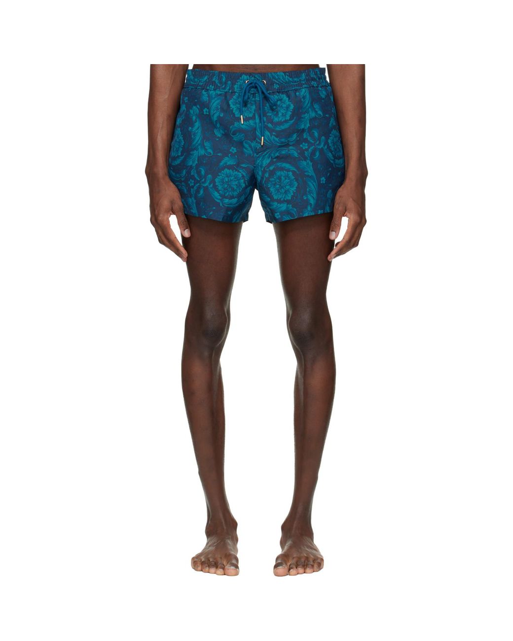 Versace Blue Baroque Swim Shorts for men