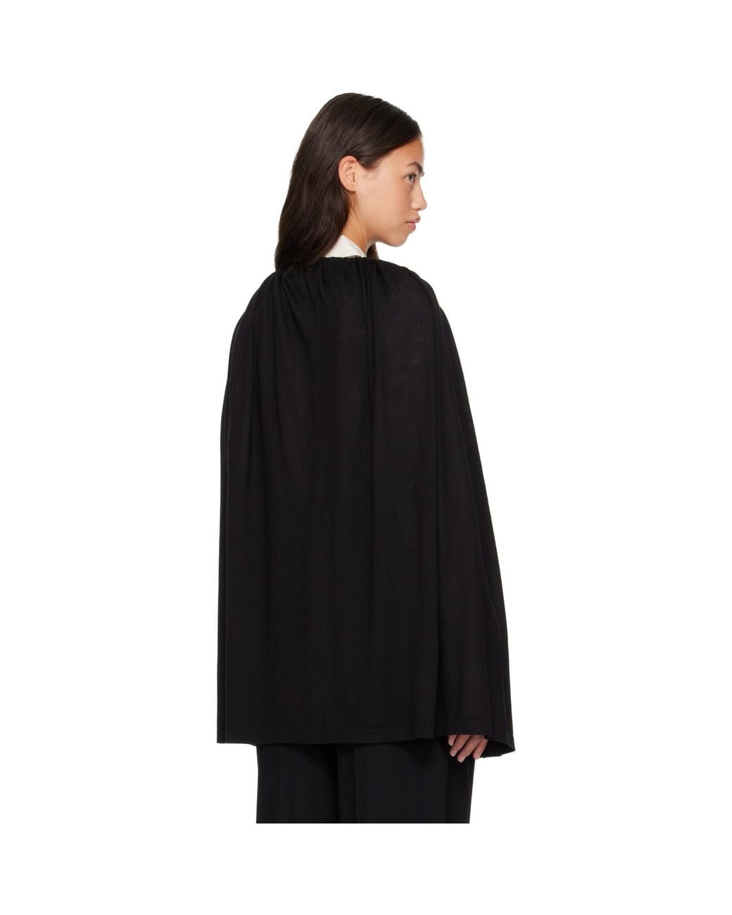 Totême Black Drawstring Cape