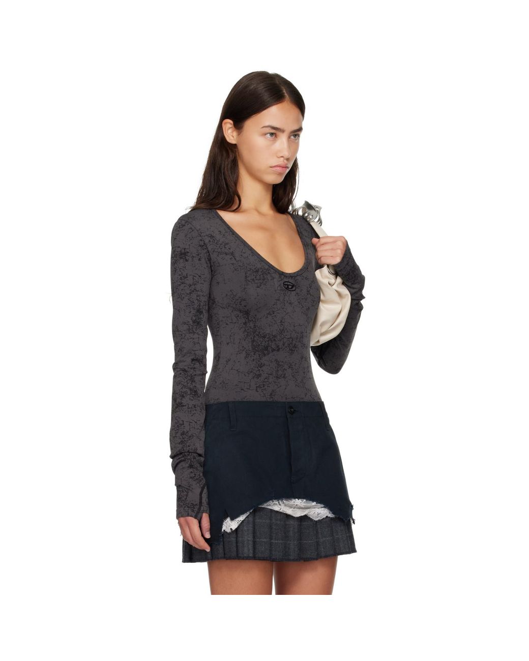 DIESEL Black Open Back Bodysuit