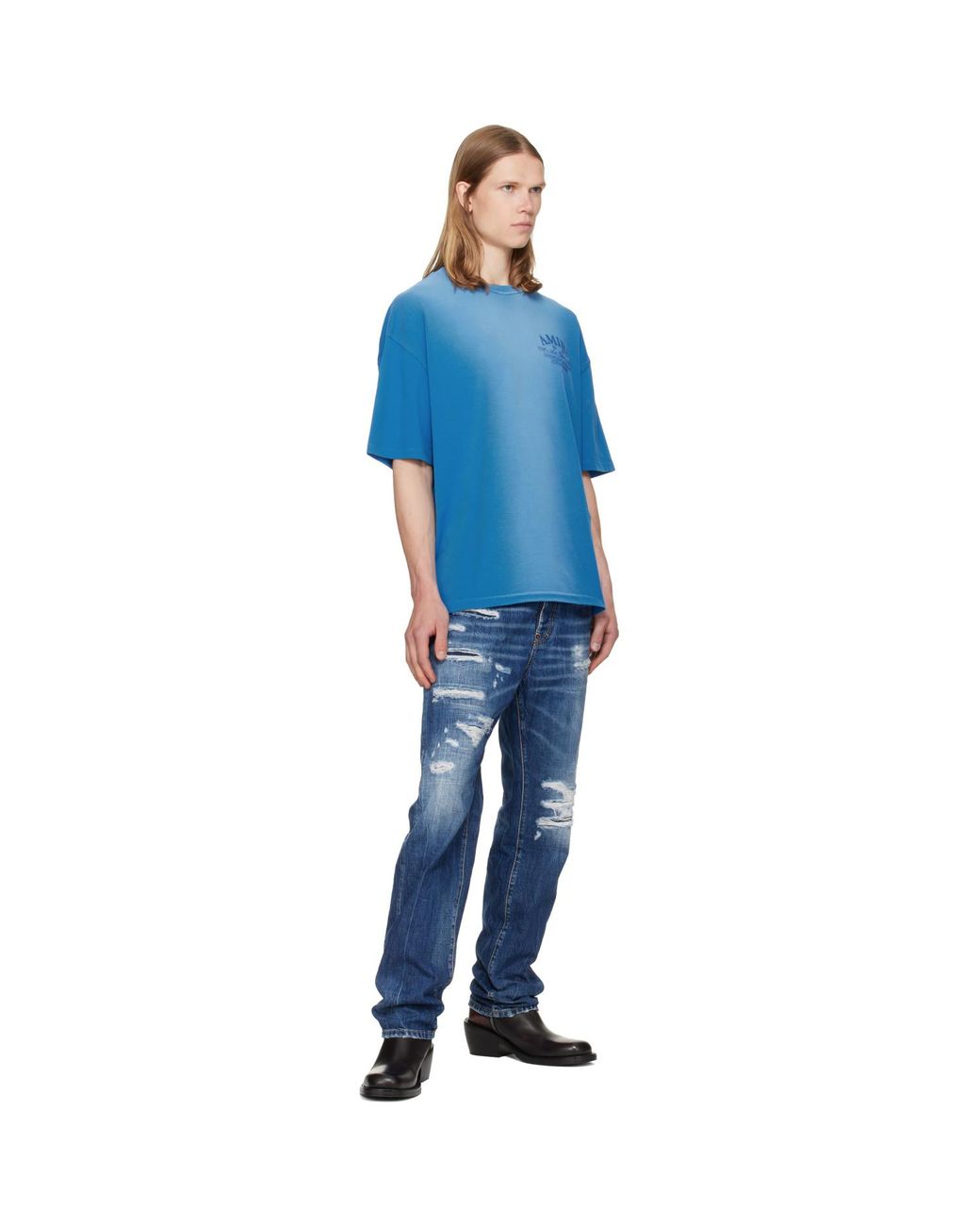 Amiri Blue 'Arts District' Hj Gd Skate T-Shirt for men