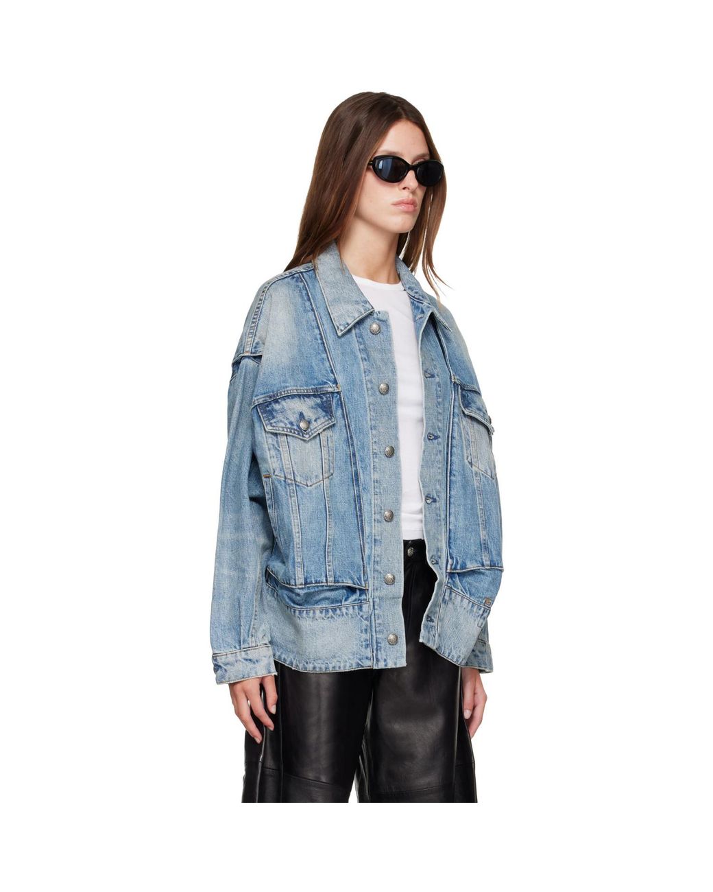 R13 Blue Roxy Moto Denim Jacket