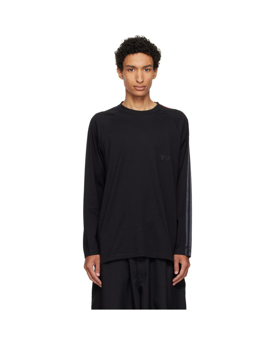 Y-3 Black Oversized Gradient Stripes Long Sleeve T-Shirt for men