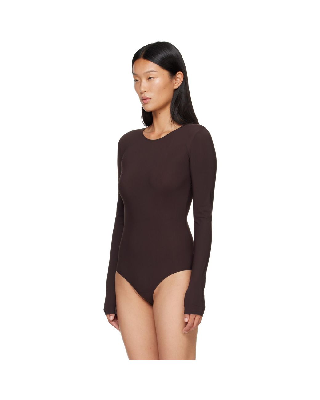MM6 by Maison Margiela Brown Lycra Jersey Bodysuit