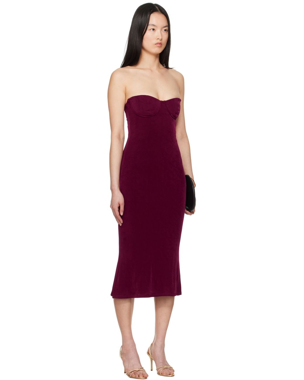 Mirror Palais Burgundy Strapless Supermodel Midi Dress in Red | Lyst