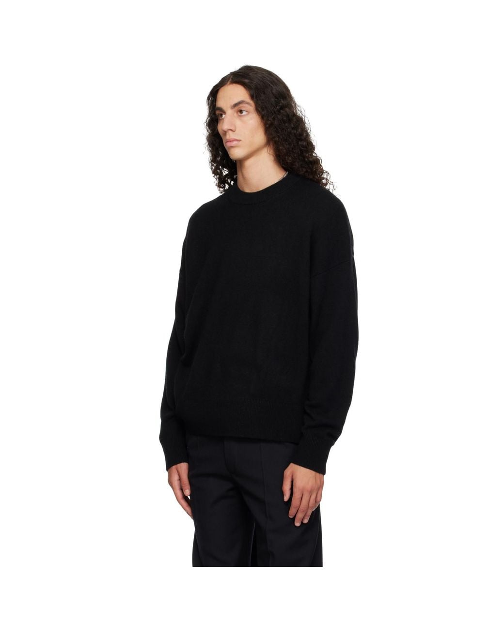 YACAIA Black Y-0008 Oversized Merino Cashmere Sweater for men