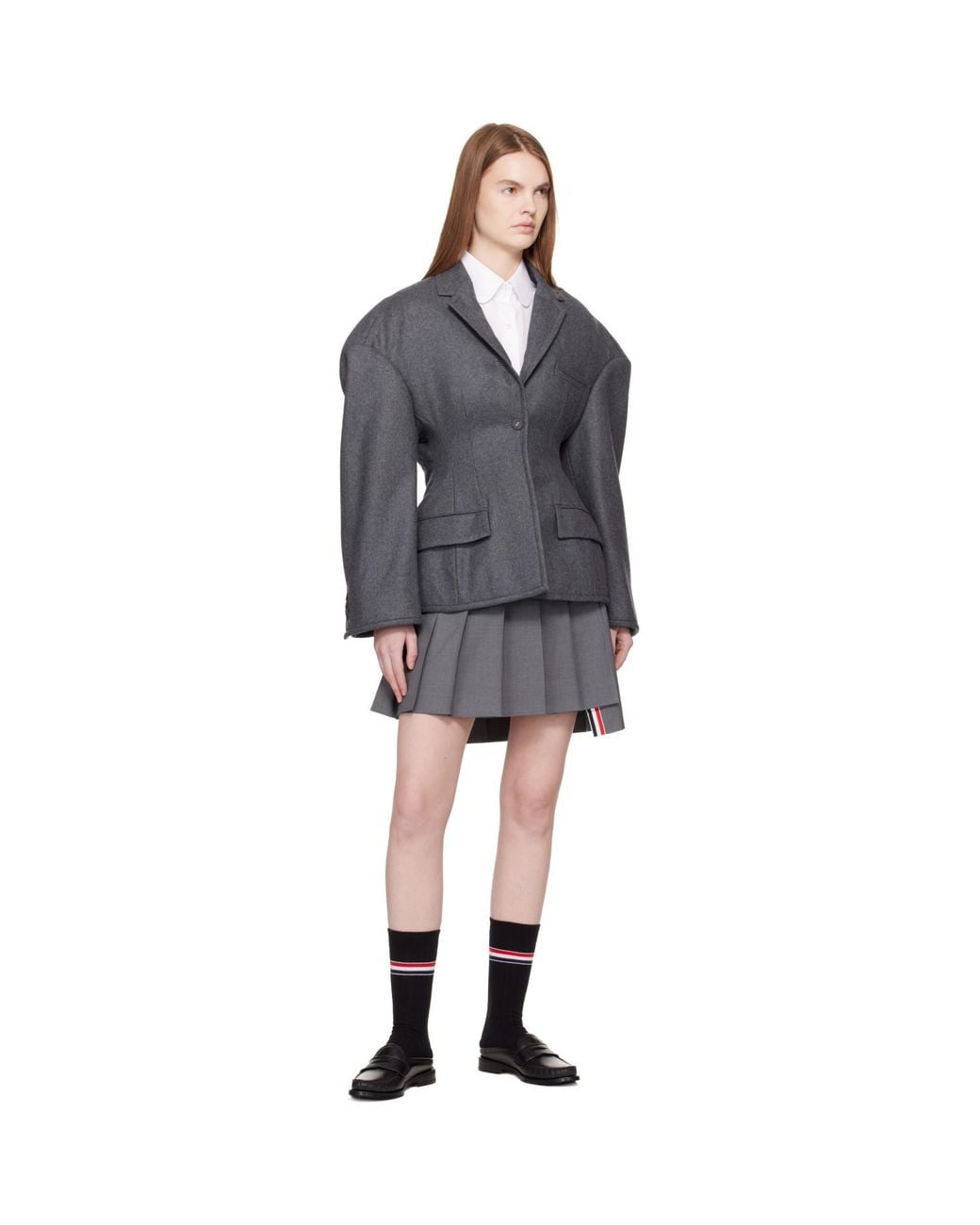 Thom Browne Black Calf Flexible Leather Mule Penny Loafers