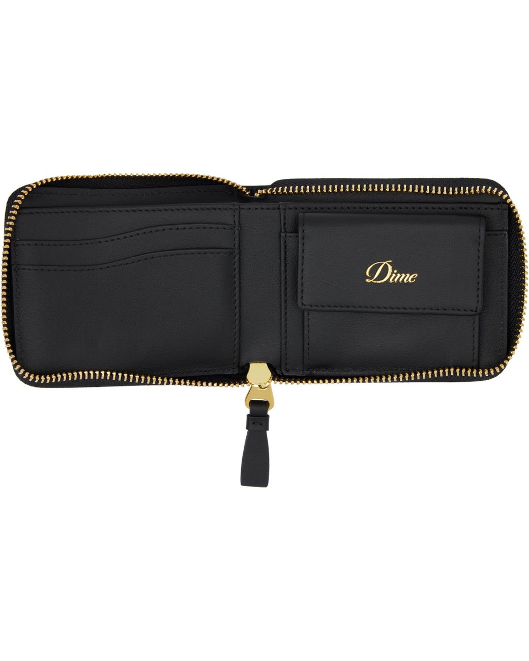 Dime Black Cursive Zip Wallet for men