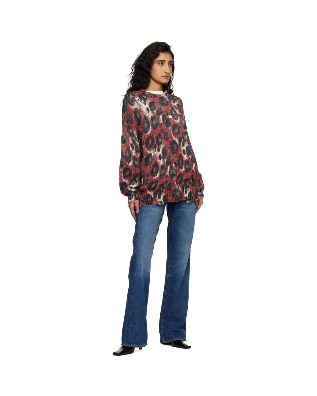 R13 Red Printed Oversized Sweater