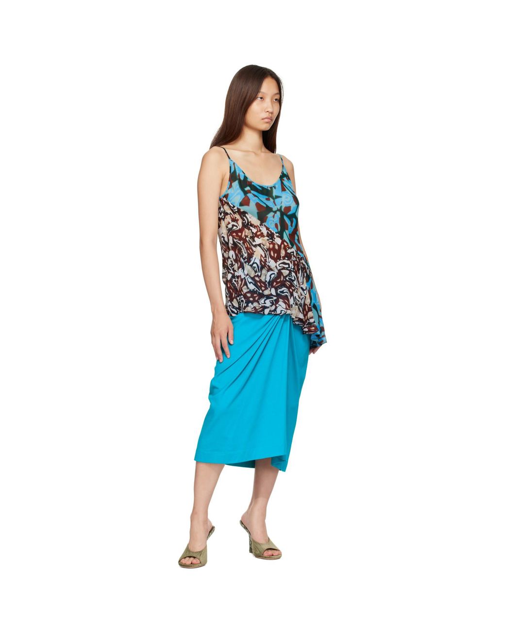 Dries Van Noten Blue Viscose Slip Top