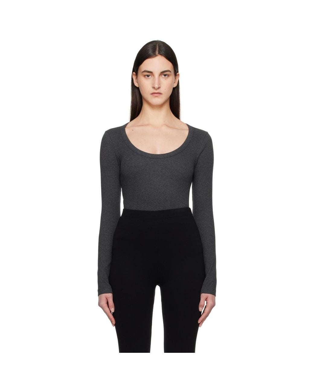 Totême Black Classic Rib T-Shirt