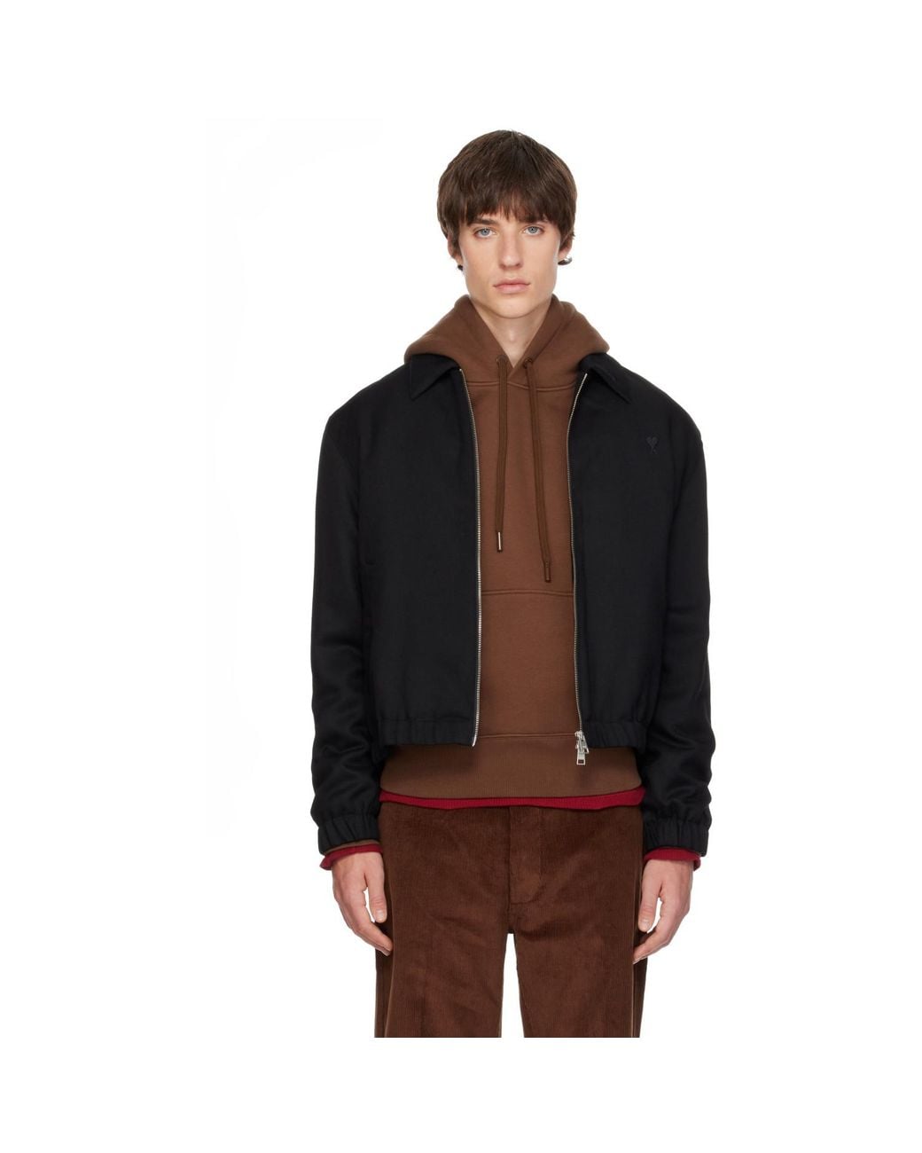 AMI Black Wool Padded Ami De Coeur Jacket for men