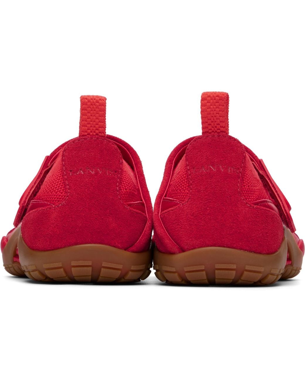 Lanvin Red Lnv1 Knit & Suede Sneakers